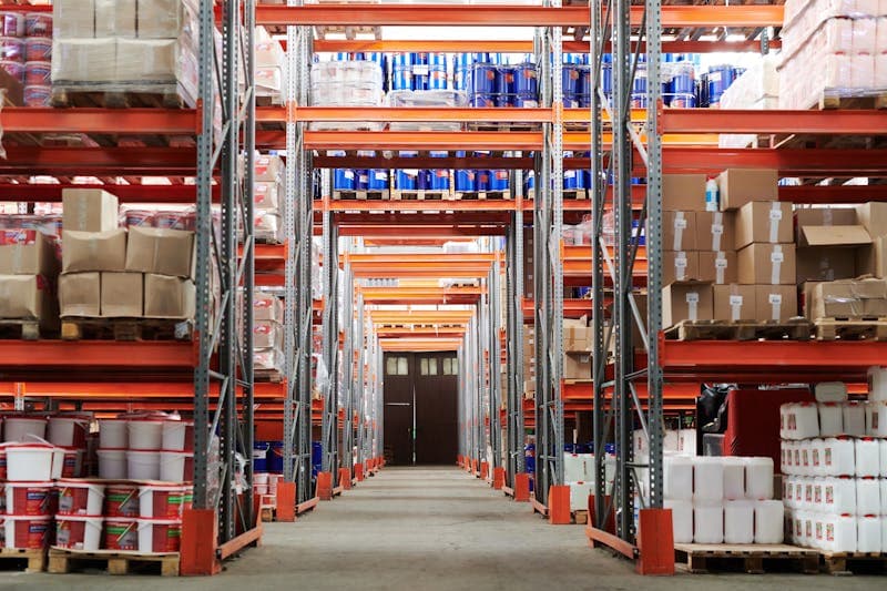 Modern warehouse set up as a dark store for quick commerce fulfillment